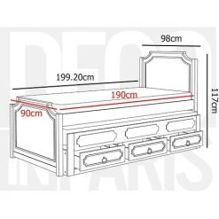 DECO IN PARIS Lit Gigogne Avec Tiroirs En Bois Gris PAULINE 90 X 190 Cm - Gris -Lit enfant Soldes Boutique 26097663 5