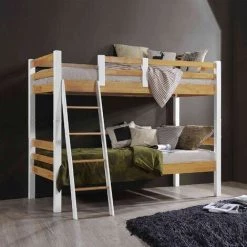 DECO IN PARIS Lit Superposé Séparable 90 X 190 Cm En Bois Et Blanc ARMAND - Blanc