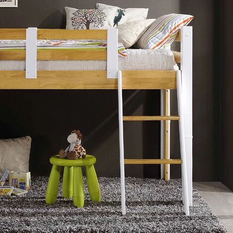 DECO IN PARIS Lit Mezzanine Mi-hauteur 90 X 190 Cm En Bois Et Blanc ARMAND - Blanc 3 DECO IN PARIS Lit Mezzanine Mi-hauteur 90 X 190 Cm En Bois Et Blanc ARMAND - Blanc – Image 3