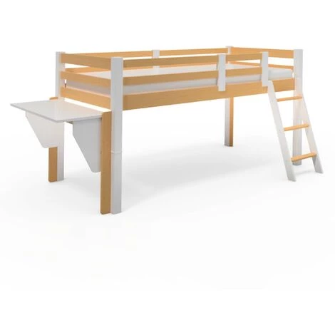 DECO IN PARIS Lit Mezzanine Mi-hauteur 90 X 190 Cm En Bois Et Blanc ARMAND - Blanc 4 DECO IN PARIS Lit Mezzanine Mi-hauteur 90 X 190 Cm En Bois Et Blanc ARMAND - Blanc – Image 4