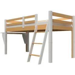 DECO IN PARIS Lit Mezzanine Mi-hauteur 90 X 190 Cm En Bois Et Blanc ARMAND - Blanc 9 DECO IN PARIS Lit Mezzanine Mi-hauteur 90 X 190 Cm En Bois Et Blanc ARMAND - Blanc -Lit enfant Soldes Boutique 26097707 5