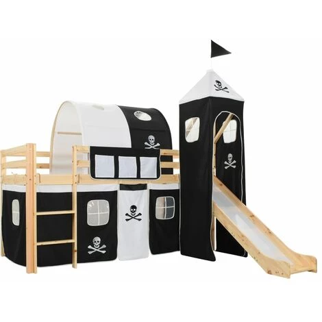 TRUE DEAL Lit Mezzanine D'enfants Avec Toboggan Et échelle Pin 97x208 Cm 1 TRUE DEAL Lit Mezzanine D'enfants Avec Toboggan Et échelle Pin 97x208 Cm