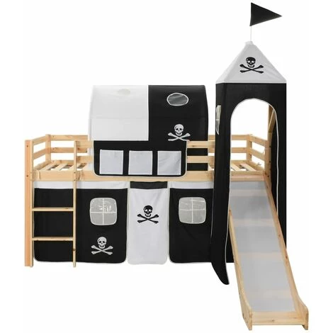 TRUE DEAL Lit Mezzanine D'enfants Avec Toboggan Et échelle Pin 97x208 Cm 2 TRUE DEAL Lit Mezzanine D'enfants Avec Toboggan Et échelle Pin 97x208 Cm – Image 2
