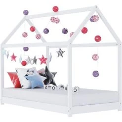 TRUE DEAL Cadre De Lit D'enfant Blanc Bois De Pin Massif 70x140 Cm