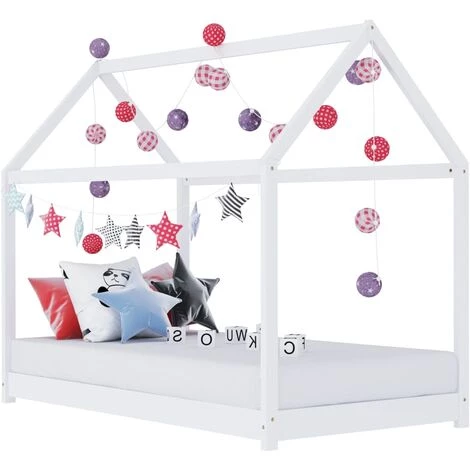 TRUE DEAL Cadre De Lit D'enfant Blanc Bois De Pin Massif 70x140 Cm 1 TRUE DEAL Cadre De Lit D'enfant Blanc Bois De Pin Massif 70x140 Cm
