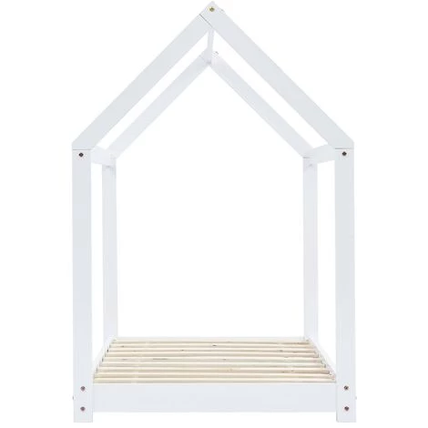 TRUE DEAL Cadre De Lit D'enfant Blanc Bois De Pin Massif 70x140 Cm 4 TRUE DEAL Cadre De Lit D'enfant Blanc Bois De Pin Massif 70x140 Cm – Image 4