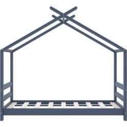 TRUE DEAL Cadre De Lit D'enfant Gris Bois De Pin Massif 70x140 Cm -Lit enfant Soldes Boutique 26301251 4