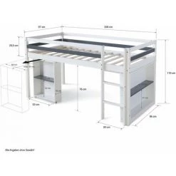 DéCOSHOP26 Lit Mezzanine Mi-hauteur Pour Enfant 90x200cm Avec Rangement Bureau Extensible Et Sommier - Noir 8 DéCOSHOP26 Lit Mezzanine Mi-hauteur Pour Enfant 90x200cm Avec Rangement Bureau Extensible Et Sommier - Noir -Lit enfant Soldes Boutique 26599614 4