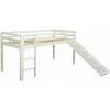 DéCOSHOP26 Lit Mezzanine Mi-hauteur 90x200cm Avec échelle Toboggan En Bois Laqué Blanc - Blante