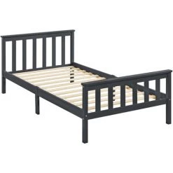 Cadre De Lit En Bois De Pin Breda 90 X 200 Cm Gris Foncé Mat Laqué [en.casa] -Lit enfant Soldes Boutique 27571736 3