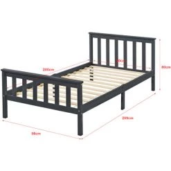 Cadre De Lit En Bois De Pin Breda 90 X 200 Cm Gris Foncé Mat Laqué [en.casa] -Lit enfant Soldes Boutique 27571736 4