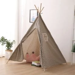 BATHRINS®Tipi D'indien Rayé Gris Tente De Jeux Pour Enfant