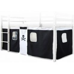 DéCOSHOP26 Toile Rideau Pour Lit Mezzanine Ou Surélevé En Coton Motif Pirate - Noir