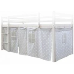 DéCOSHOP26 Toile Rideau Pour Lit Mezzanine Ou Surélevé En Coton Gris Avec étoiles - Gris