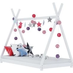 ASUPERMALL Cadre De Lit D'enfant Blanc Bois De Pin Massif 90 X 200 Cm