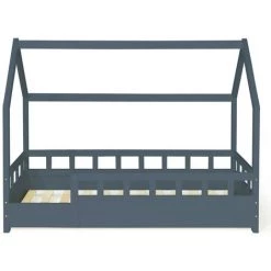 IDMARKET Lit Cabane Enfant 80 X 160 CM NEREE Gris Avec Sommier Et Barrières 8 IDMARKET Lit Cabane Enfant 80 X 160 CM NEREE Gris Avec Sommier Et Barrières -Lit enfant Soldes Boutique 31049653 4
