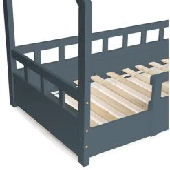 IDMARKET Lit Cabane Enfant 80 X 160 CM NEREE Gris Avec Sommier Et Barrières 9 IDMARKET Lit Cabane Enfant 80 X 160 CM NEREE Gris Avec Sommier Et Barrières -Lit enfant Soldes Boutique 31049653 5