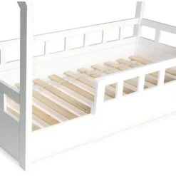 IDMARKET Lit Cabane Enfant 80 X 160 CM NEREE Blanc Avec Sommier Et Barrières -Lit enfant Soldes Boutique 31049656 3