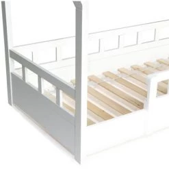 IDMARKET Lit Cabane Enfant 80 X 160 CM NEREE Blanc Avec Sommier Et Barrières -Lit enfant Soldes Boutique 31049656 5