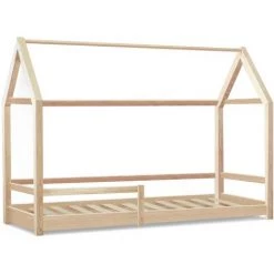 IDMARKET Lit Cabane Enfant 90 X 190 CM NESSI Bois Avec Sommier Et Barrières -Lit enfant Soldes Boutique 31120874 4