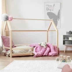 IDMARKET Lit Cabane Enfant 90 X 190 CM NESSI Bois Avec Sommier Et Barrières -Lit enfant Soldes Boutique 31120874 5