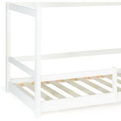 IDMARKET Lit Cabane Enfant 90 X 190 CM NESSI Blanc Avec Sommier Et Barrières 7 IDMARKET Lit Cabane Enfant 90 X 190 CM NESSI Blanc Avec Sommier Et Barrières -Lit enfant Soldes Boutique 31120875 3