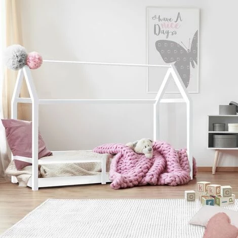 IDMARKET Lit Cabane Enfant 90 X 190 CM NESSI Blanc Avec Sommier Et Barrières 5 IDMARKET Lit Cabane Enfant 90 X 190 CM NESSI Blanc Avec Sommier Et Barrières – Image 5