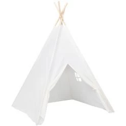 VidaXL Tente Tipi D'enfants Avec Sac Peau De Pêche Blanc 120x120x150cm - Blanc -Lit enfant Soldes Boutique 31457615 3