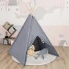 VidaXL Tente Tipi D'enfants Avec Sac Peau De Pêche Gris 120x120x150 Cm - Gris