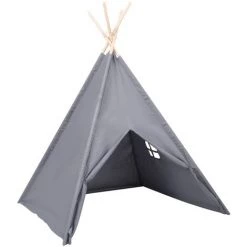 VidaXL Tente Tipi D'enfants Avec Sac Peau De Pêche Gris 120x120x150 Cm - Gris 7 VidaXL Tente Tipi D'enfants Avec Sac Peau De Pêche Gris 120x120x150 Cm - Gris -Lit enfant Soldes Boutique 31569670 3