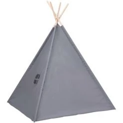 VidaXL Tente Tipi D'enfants Avec Sac Peau De Pêche Gris 120x120x150 Cm - Gris 8 VidaXL Tente Tipi D'enfants Avec Sac Peau De Pêche Gris 120x120x150 Cm - Gris -Lit enfant Soldes Boutique 31569670 4