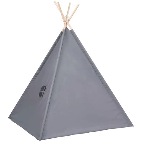 VidaXL Tente Tipi D'enfants Avec Sac Peau De Pêche Gris 120x120x150 Cm - Gris 4 VidaXL Tente Tipi D'enfants Avec Sac Peau De Pêche Gris 120x120x150 Cm - Gris – Image 4