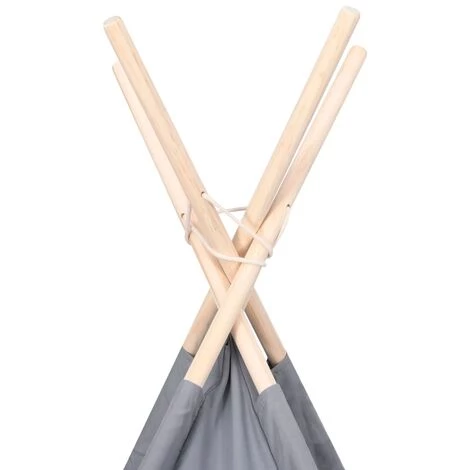 VidaXL Tente Tipi D'enfants Avec Sac Peau De Pêche Gris 120x120x150 Cm - Gris 5 VidaXL Tente Tipi D'enfants Avec Sac Peau De Pêche Gris 120x120x150 Cm - Gris – Image 5
