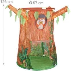 Relaxdays Tente Enfants, Cabane De Jeu, Filles Et Garçons, Intérieur Et Extérieur, Forêt, HLP 126x97x97 Cm, Brun/vert -Lit enfant Soldes Boutique 31803463 5