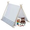 Relaxdays Tipi Enfant, Tente De Jeu Intérieur, Wigwam Décoratif Avec Fenêtre, H X L X P 92 X 92 X 120 Cm, Blanc/gris