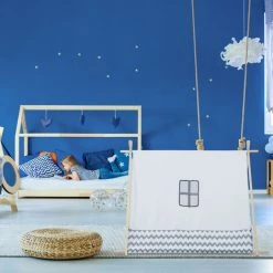 Relaxdays Tipi Enfant, Tente De Jeu Intérieur, Wigwam Décoratif Avec Fenêtre, H X L X P 92 X 92 X 120 Cm, Blanc/gris -Lit enfant Soldes Boutique 31803502 4