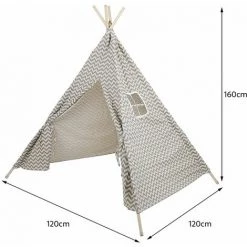 SIFREE Tipi Large Tente De Jeu Pour L'extérieur Et L'intérieur GRIS,portable Pour Enfants -Lit enfant Soldes Boutique 32327122 4