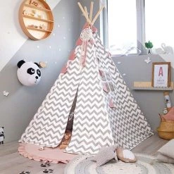 SIFREE Tipi Déco Pour Enfant H160cm Autres Gris, Blanc