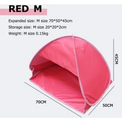 MERKMAK Auvent D Appui-Tete De Plage Anti-Ultraviolet Automatique 2 Secondes D Ouverture De Vitesse Portable Camping En Plein Air Carmin 70 X 50 X 45 Cm