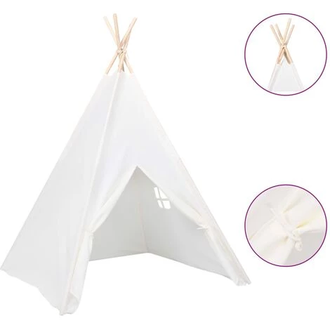 YOUTHUP Tente Tipi D'enfants Avec Sac Peau De Pêche Blanc 120x120x150cm - Blanc 2 YOUTHUP Tente Tipi D'enfants Avec Sac Peau De Pêche Blanc 120x120x150cm - Blanc – Image 2