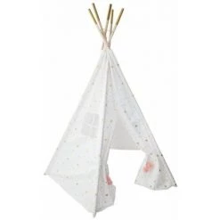 ATMOSPHERA FOR KIDS Tipi Déco Enfant à 5 Pieds "Pompons" 160cm Blanc