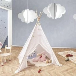 Paris Prix - Tipi Enfant Déco "rêves" 160cm Blanc -Lit enfant Soldes Boutique 33856718 5