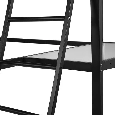 MEUBLES COSY Lit Mezzanine Adulte En Noir Métal Laqué époxy Avec Bureau - Sommier à Lattes - 140x190cm - Matelas Non Inclus - NOIR 4 MEUBLES COSY Lit Mezzanine Adulte En Noir Métal Laqué époxy Avec Bureau - Sommier à Lattes - 140x190cm - Matelas Non Inclus - NOIR – Image 4