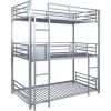 MEUBLES COSY Lit Superposé 3 Couchages,structure Métal Gris,sommier à Lattes Avec échelle Et Barrière De Protection,matelas Non Inclus