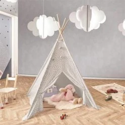 Paris Prix - Tipi Enfant Déco "rêves" 160cm Gris 7 Paris Prix - Tipi Enfant Déco "rêves" 160cm Gris -Lit enfant Soldes Boutique 33892142 4