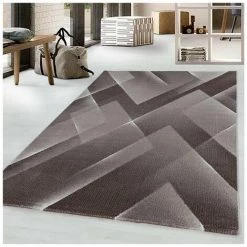 ALLOTAPIS Tapis Design Graphique à Courtes Mèches Choucas Marron 200x290 - Marron
