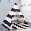 UNHO Tipi Enfant Exterieur Interieur Avec Tapis Tente Anti UV Bébé Couleur Zèbre Cabane Chambre Fille Garcon - 120x120x130 Cm