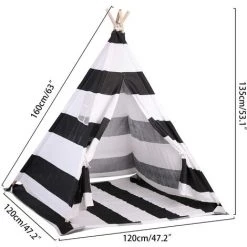 UNHO Tipi Enfant Exterieur Interieur Avec Tapis Tente Anti UV Bébé Couleur Zèbre Cabane Chambre Fille Garcon - 120x120x130 Cm -Lit enfant Soldes Boutique 36712198 3