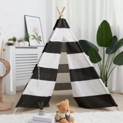 UNHO Tipi Enfant Exterieur Interieur Avec Tapis Tente Anti UV Bébé Couleur Zèbre Cabane Chambre Fille Garcon - 120x120x130 Cm -Lit enfant Soldes Boutique 36712198 5