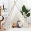 UNHO Tipi Enfant Intéieur- Tente De Jeux Avec Tapis Et Fenêtre Décoratif, Tente Pour Chambre D'Enfants, Cadeau Parfait Pour Fille Garçon - 120x120x130cm (Blanc)